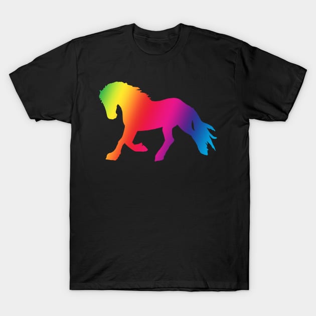 Rainbow Trotting horse shadow T-Shirt by Shyflyer